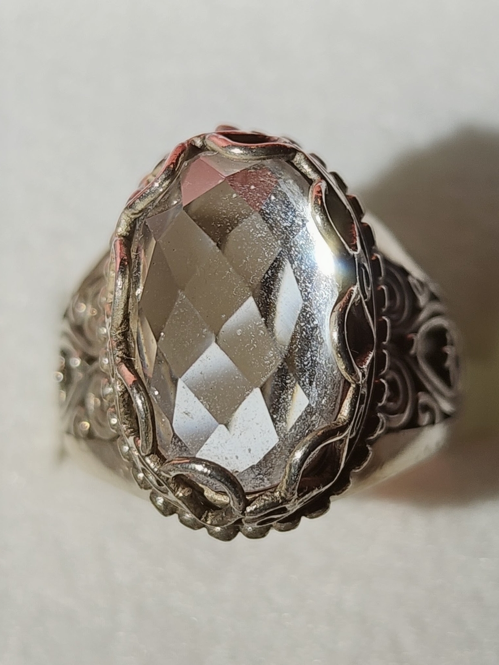 BA Suarti Prasiolite 925 Sterling Silver Bali Statement Ring Size 8.5